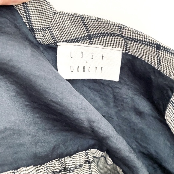 Anthropologie Lost + Wander CROP TOP Checker Ruffle Cami Top Grey Black … - Picture 9 of 13